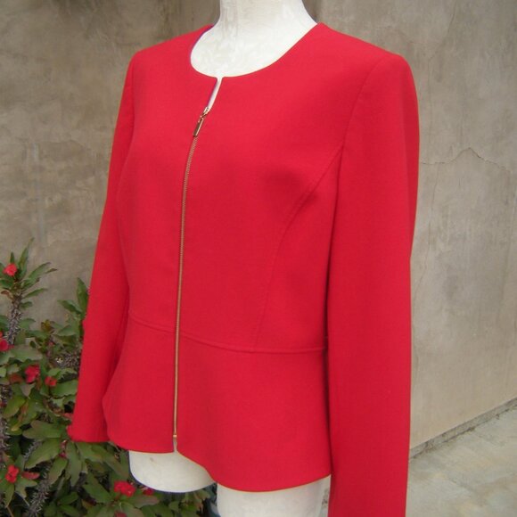 TAHARI Arthur S. Levine Red Zipper Blazer size 12PETITE - Modern Classic - Picture 6 of 7